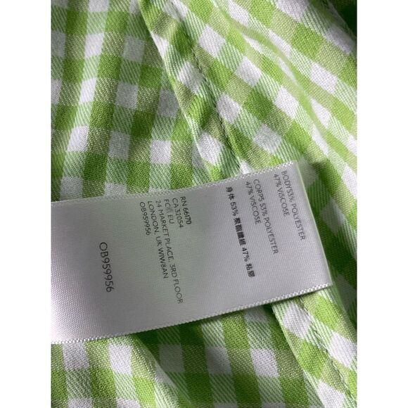 Urban Outfitters Wrap Top Gingham Print Lime Green and White Size Medium - Picture 5 of 9